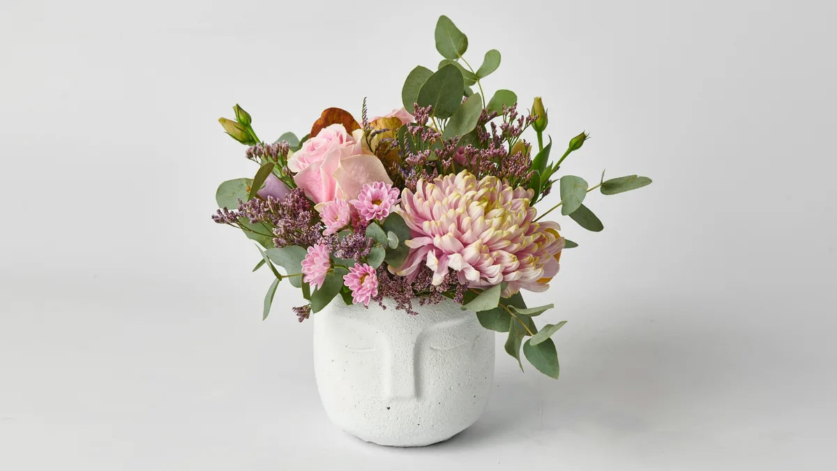 Composition with Fresh Seasonal Flowers in a Ceramic Caspo FLOWER ARRANGEMENTS Antheon